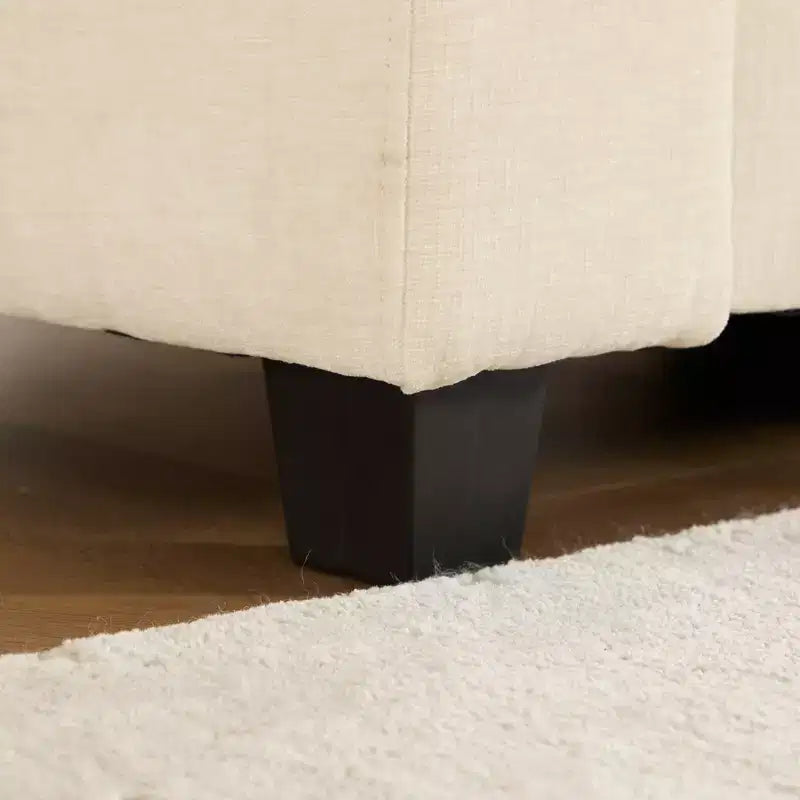 MAYEERTY Set di 4 Sedie da Pranzo Moderne Capitonnè, Rivestite in Lino, Gambe in Legno di Gomma Nero