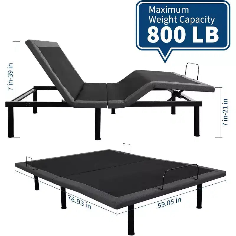 COZONY Base Letto Ergonomica con Telecomando Wireless, Inclinazione Testa/Piedi Massaggiatore Funzione Anti-Russamento, Non elettrificata.