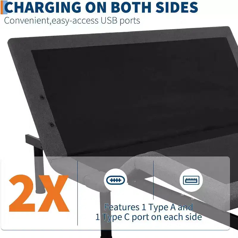 COZONY Base Letto Ergonomica con Telecomando Wireless, Inclinazione Testa/Piedi Massaggiatore Funzione Anti-Russamento, Non elettrificata.
