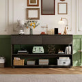58 Inch Narrow Entryway Console Table with 2 Drawers, 3-Tier Sofa Table for Behind Couch, Hallway & Living Room