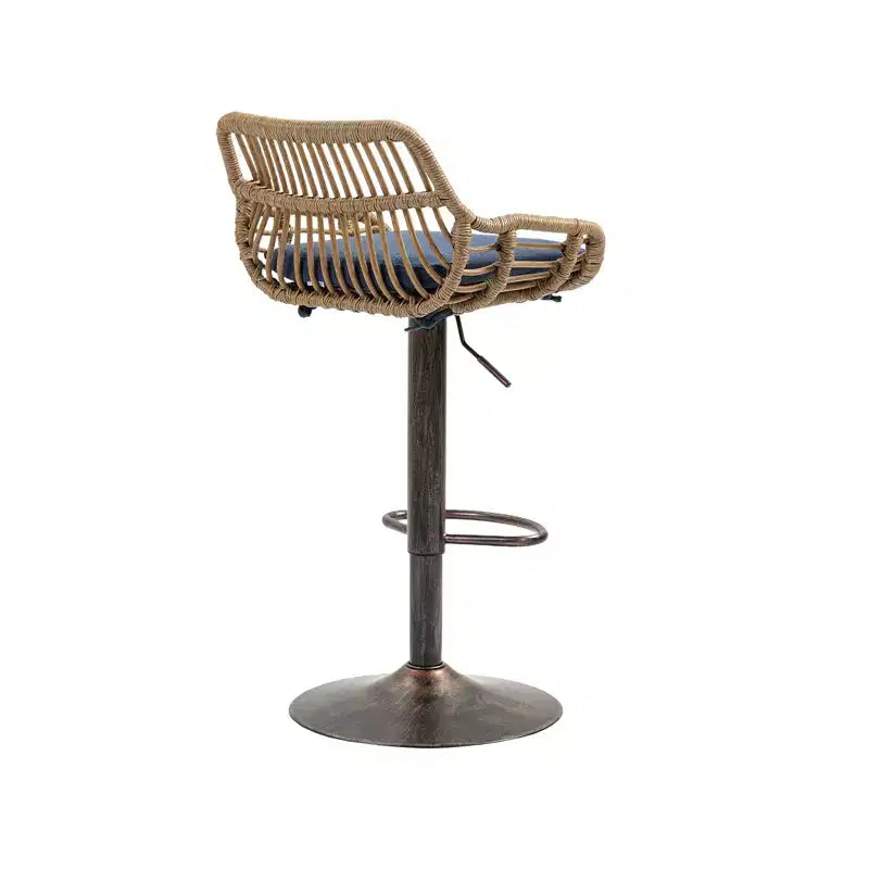 Set di 2 Sgabelli da Bar Girevoli in Rattan - Sedie Regolabili in Altezza con Base in Metallo per Cucina e Sala da Pranzo, Beige
