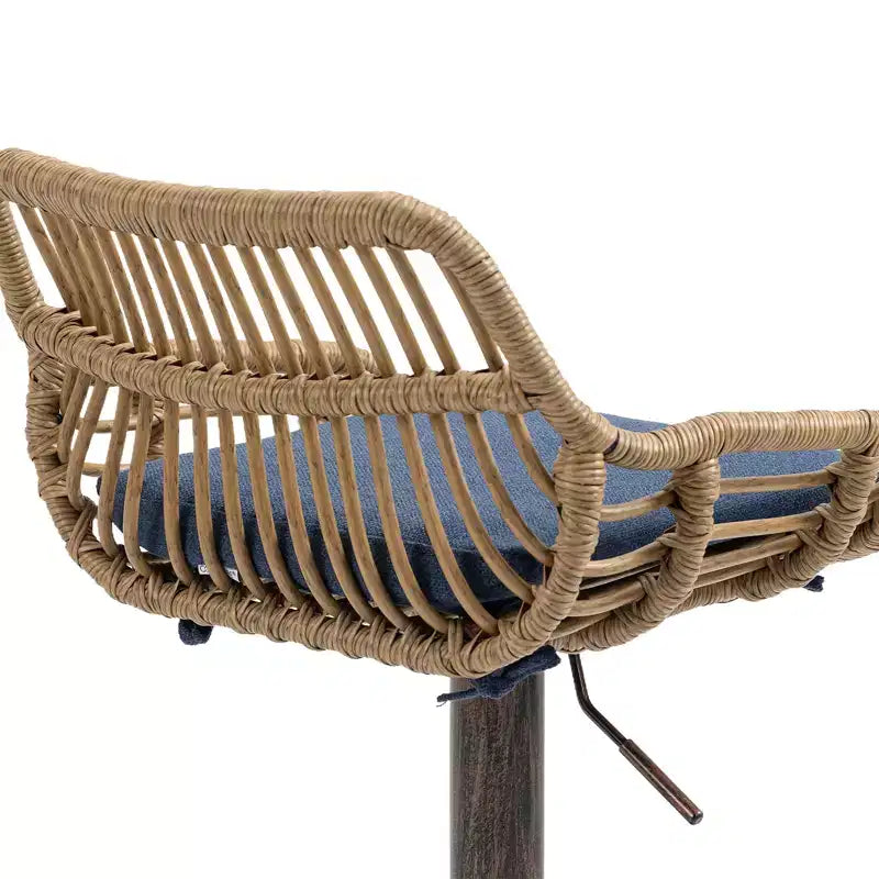 Set di 2 Sgabelli da Bar Girevoli in Rattan - Sedie Regolabili in Altezza con Base in Metallo per Cucina e Sala da Pranzo, Beige