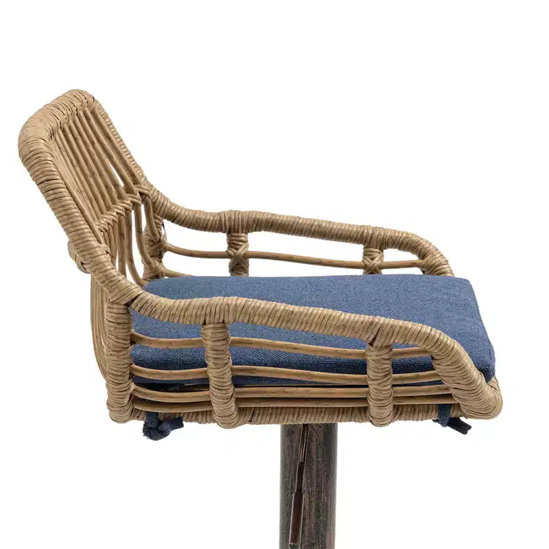 Set di 2 Sgabelli da Bar Girevoli in Rattan - Sedie Regolabili in Altezza con Base in Metallo per Cucina e Sala da Pranzo, Beige