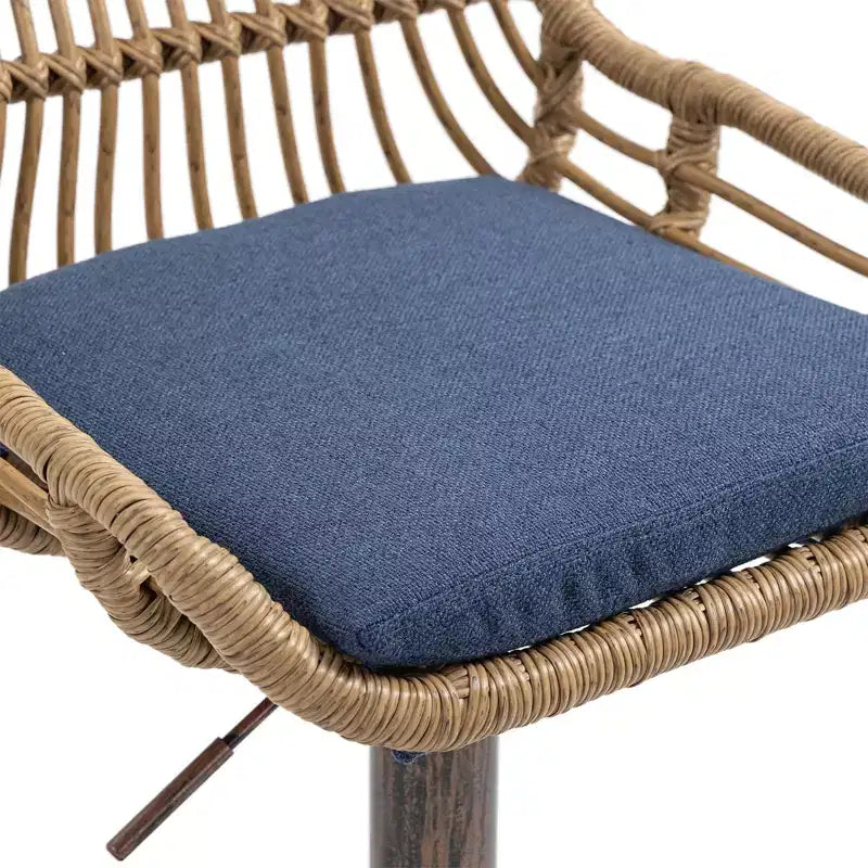 Set di 2 Sgabelli da Bar Girevoli in Rattan - Sedie Regolabili in Altezza con Base in Metallo per Cucina e Sala da Pranzo, Beige