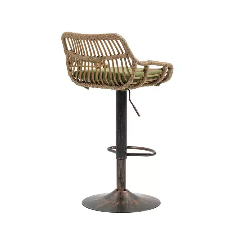 Set di 2 Sgabelli da Bar Girevoli in Rattan - Sedie Regolabili in Altezza con Base in Metallo per Cucina e Sala da Pranzo, Beige
