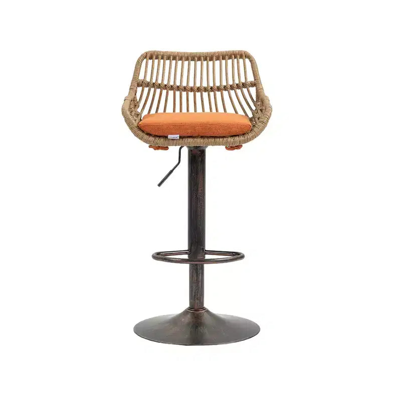 Set di 2 Sgabelli da Bar Girevoli in Rattan - Sedie Regolabili in Altezza con Base in Metallo per Cucina e Sala da Pranzo, Beige