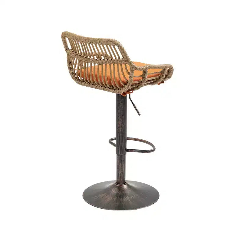 Set di 2 Sgabelli da Bar Girevoli in Rattan - Sedie Regolabili in Altezza con Base in Metallo per Cucina e Sala da Pranzo, Beige