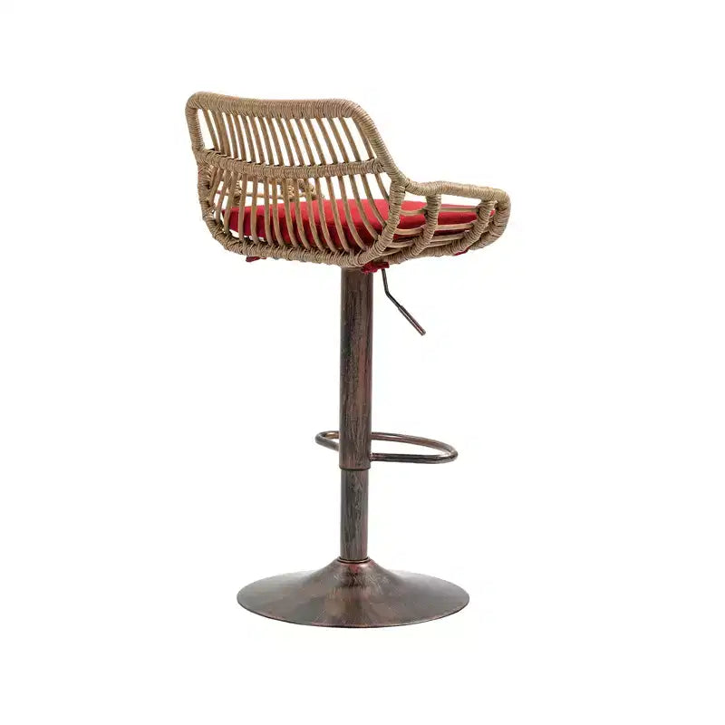 Set di 2 Sgabelli da Bar Girevoli in Rattan - Sedie Regolabili in Altezza con Base in Metallo per Cucina e Sala da Pranzo, Beige