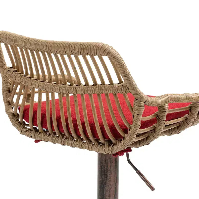 Set di 2 Sgabelli da Bar Girevoli in Rattan - Sedie Regolabili in Altezza con Base in Metallo per Cucina e Sala da Pranzo, Beige