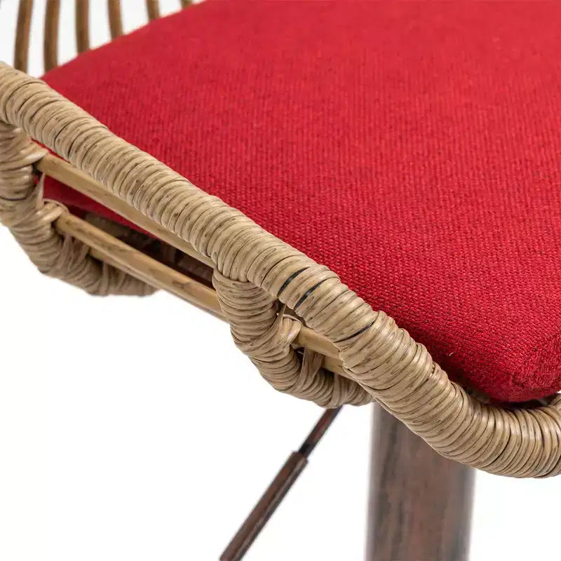 Set di 2 Sgabelli da Bar Girevoli in Rattan - Sedie Regolabili in Altezza con Base in Metallo per Cucina e Sala da Pranzo, Beige