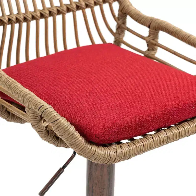 Set di 2 Sgabelli da Bar Girevoli in Rattan - Sedie Regolabili in Altezza con Base in Metallo per Cucina e Sala da Pranzo, Beige