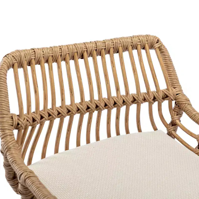 Set di 2 Sgabelli da Bar Girevoli in Rattan - Sedie Regolabili in Altezza con Base in Metallo per Cucina e Sala da Pranzo, Beige