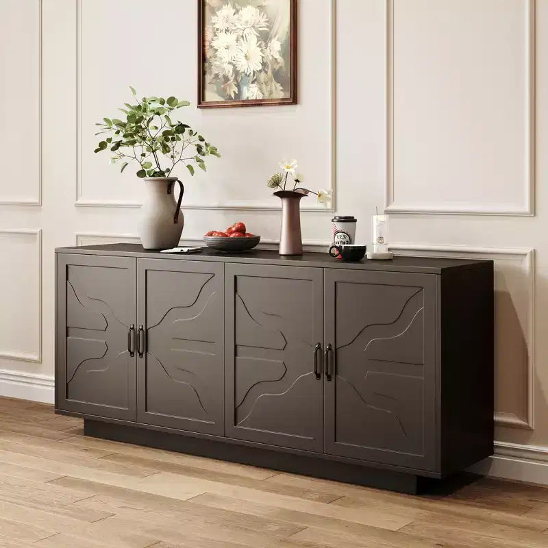 GDFStudio Alix Credenza a Buffet in Stile Fattoria da 68 con Portabicchieri Integrato, 2 Cassetti e 4 Ante