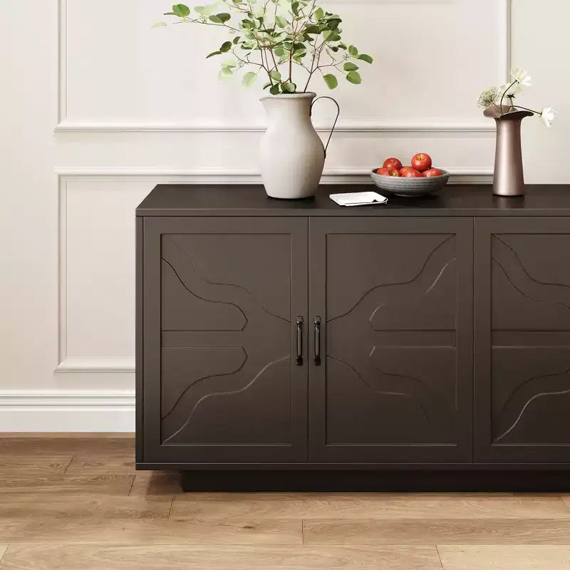 GDFStudio Alix Credenza a Buffet in Stile Fattoria da 68 con Portabicchieri Integrato, 2 Cassetti e 4 Ante