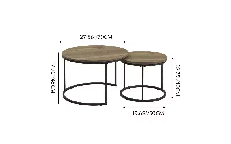 Set di 2 tavolini da caffè sovrapponibili TUYOHW effetto marmo, tavolino centrale salvaspazio per soggiorno, tavolino rotondo con piano in legno effetto marmo