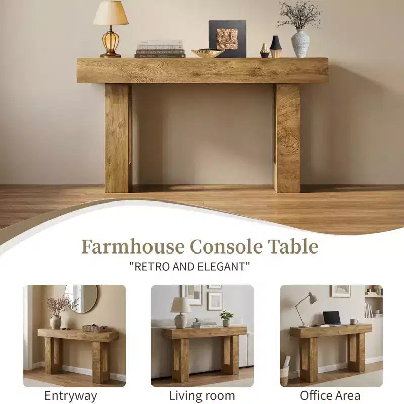 Tavolo Consolle da 63 Pollici, Tavolo da Divano Dietro al Divano, Tavolo d'Ingresso Stile Rustico con Contenitore, Tavolo Consolle da Divano per Soggiorno, Corridoio, Ingresso