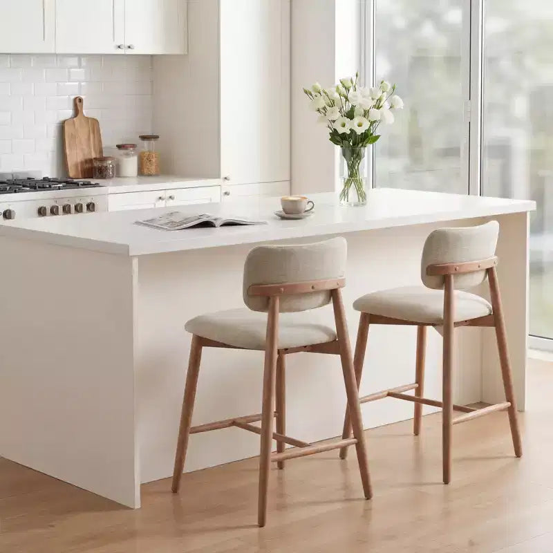 Christopher Knight Home Grace Sgabelli da bancone imbottiti transizionali in legno di Hevea con schienale curvo (set da 2)