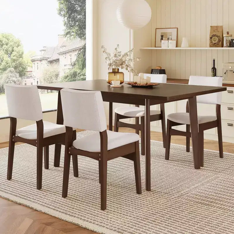 PexFix Sedie da pranzo imbottite impilabili Seduta e schienale in tessuto lino Telaio in legno massello Sedie da cucina rustiche per sala da pranzo Soggiorno