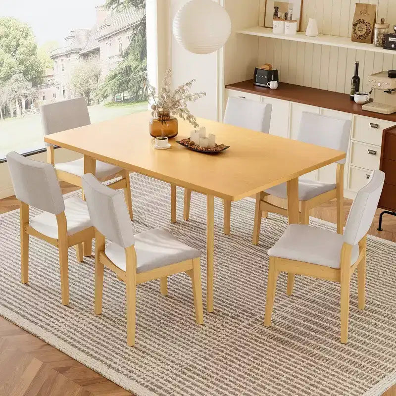 PexFix Sedie da pranzo imbottite impilabili Seduta e schienale in tessuto lino Telaio in legno massello Sedie da cucina rustiche per sala da pranzo Soggiorno