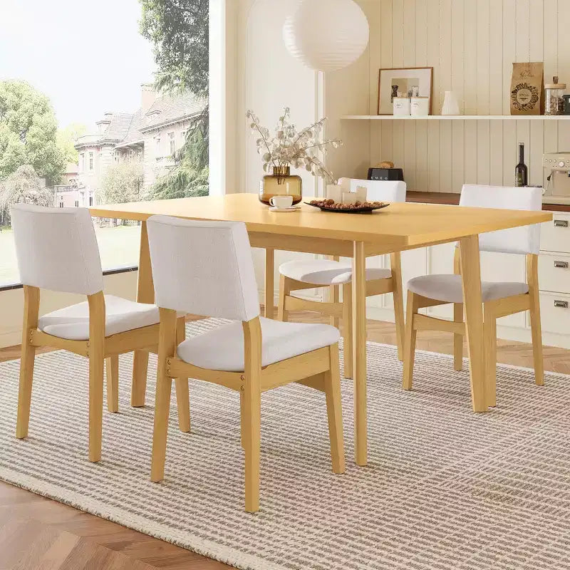 PexFix Sedie da pranzo imbottite impilabili Seduta e schienale in tessuto lino Telaio in legno massello Sedie da cucina rustiche per sala da pranzo Soggiorno
