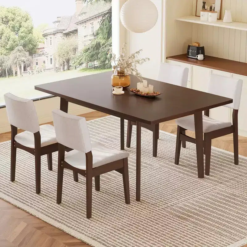 PexFix Sedie da pranzo imbottite impilabili Seduta e schienale in tessuto lino Telaio in legno massello Sedie da cucina rustiche per sala da pranzo Soggiorno