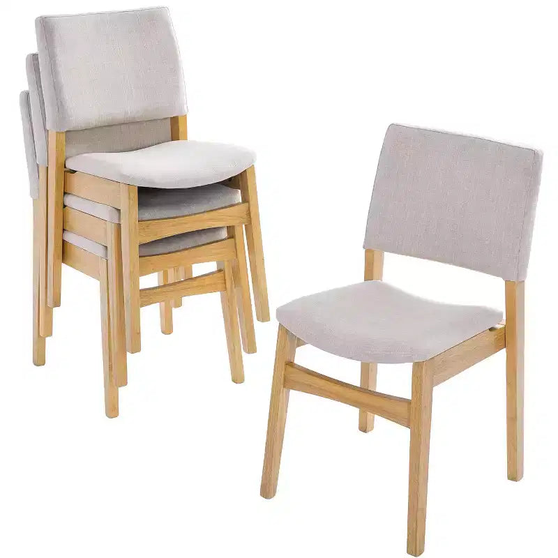 PexFix Sedie da pranzo imbottite impilabili Seduta e schienale in tessuto lino Telaio in legno massello Sedie da cucina rustiche per sala da pranzo Soggiorno