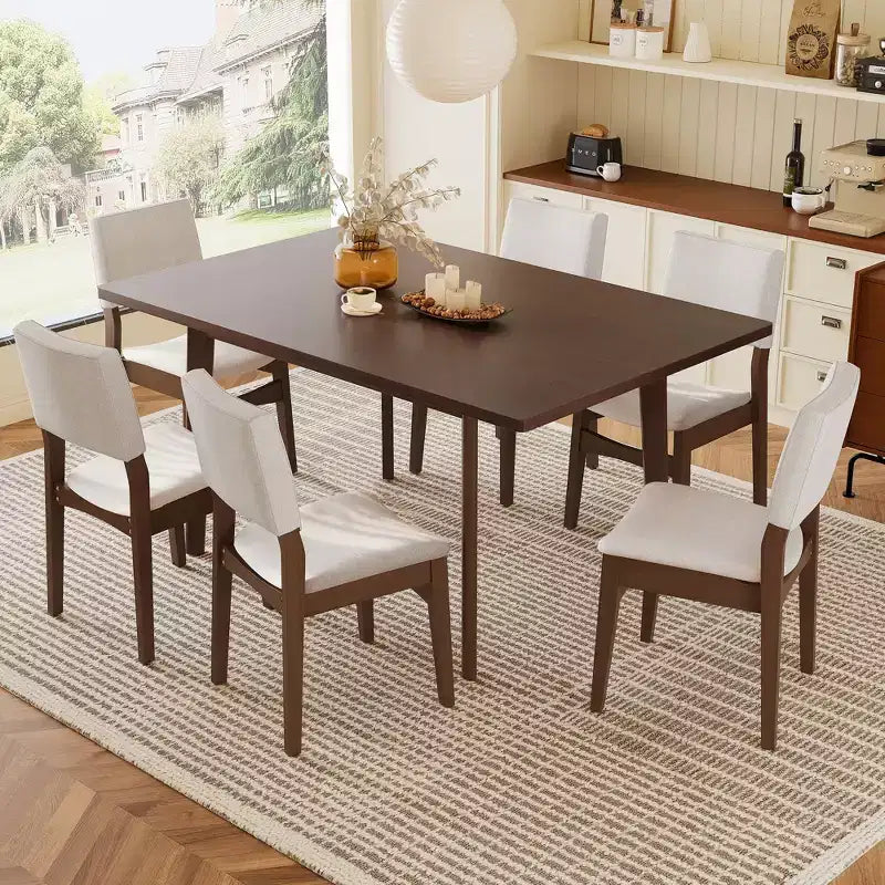 PexFix Sedie da pranzo imbottite impilabili Seduta e schienale in tessuto lino Telaio in legno massello Sedie da cucina rustiche per sala da pranzo Soggiorno