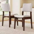 PexFix Upholstered Stackable Dining Chairs Linen Fabric Seat & Backrest Solid Wood Frame Rustic Kitchen Chairs for Dining Room Living Room