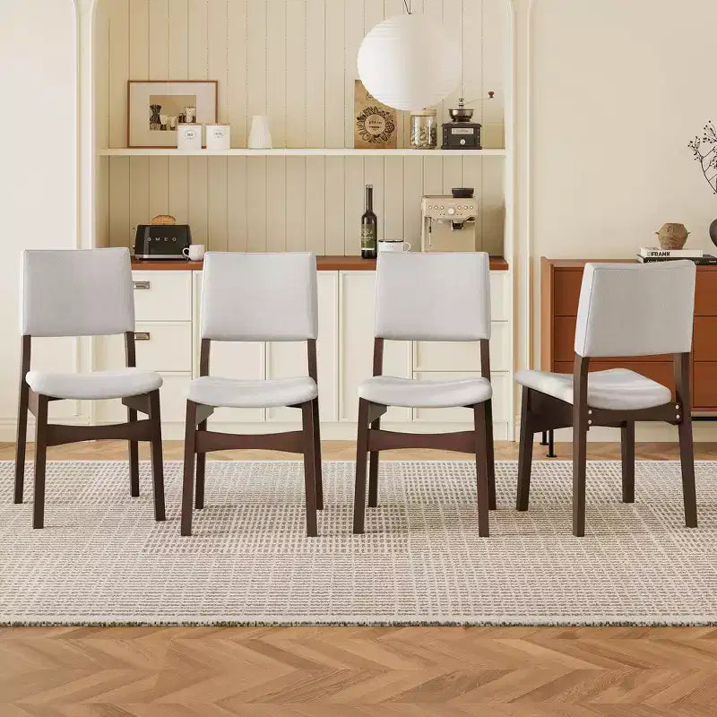 PexFix Sedie da pranzo imbottite impilabili Seduta e schienale in tessuto lino Telaio in legno massello Sedie da cucina rustiche per sala da pranzo Soggiorno