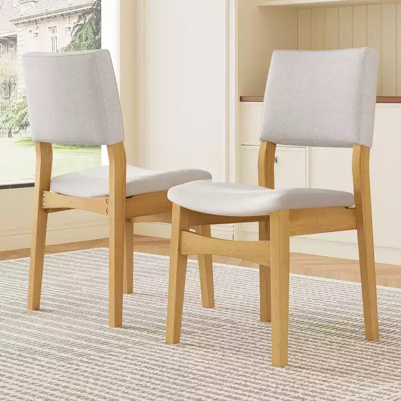 PexFix Sedie da pranzo imbottite impilabili Seduta e schienale in tessuto lino Telaio in legno massello Sedie da cucina rustiche per sala da pranzo Soggiorno