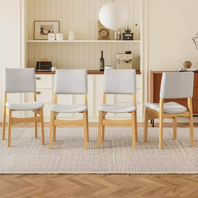 PexFix Sedie da pranzo imbottite impilabili Seduta e schienale in tessuto lino Telaio in legno massello Sedie da cucina rustiche per sala da pranzo Soggiorno