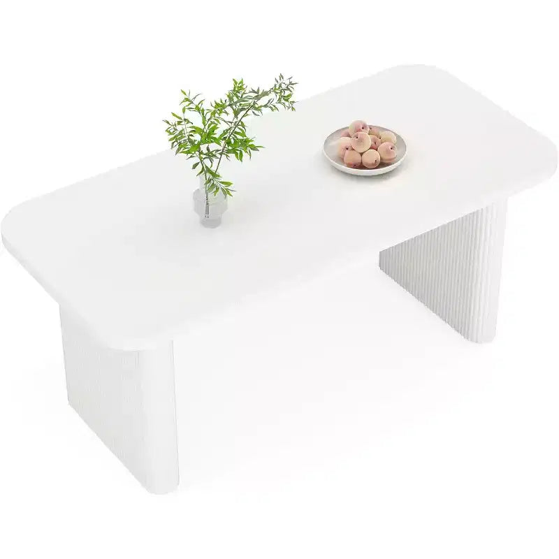 Tavolo da pranzo moderno Lantine per 6 persone, tavolo da cucina in legno da 157 cm con doppio piedistallo robusto per sala da pranzo