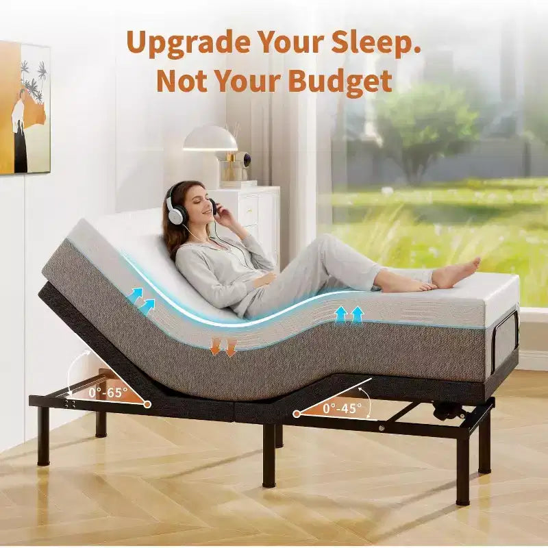 Struttura letto regolabile Dyonery Twin XL, inclinazione indipendente testa e piedi, struttura in metallo, gravità zero e anti-russamento, motore silenzioso, montaggio facile senza attrezzi