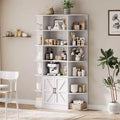 COZONY 6-Tier Bookcase with Doors, Wide Storage Shelf w/ Open & Closed Sections for Living Room