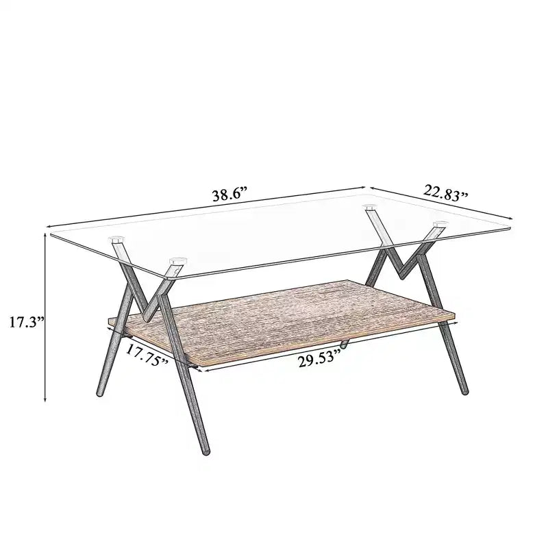 Tavolino da Caffè Moderno in Vetro, Piano Rettangolare Temperato, Gambe in Metallo Nero, Facile Montaggio, per Soggiorno, Ufficio o Ambienti Contemporanei