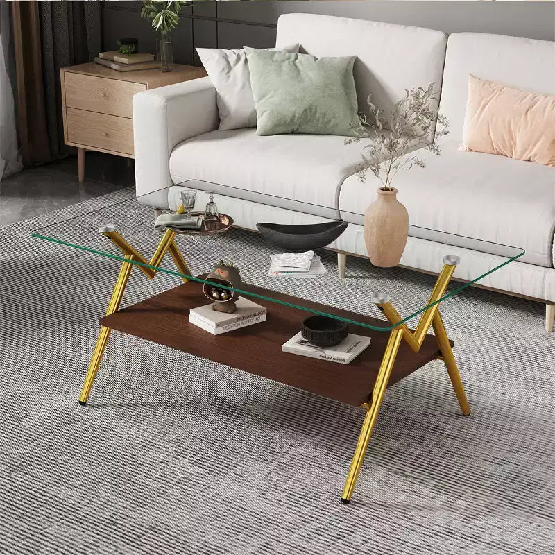 Tavolino da Caffè Moderno in Vetro, Piano Rettangolare Temperato, Gambe in Metallo Nero, Facile Montaggio, per Soggiorno, Ufficio o Ambienti Contemporanei