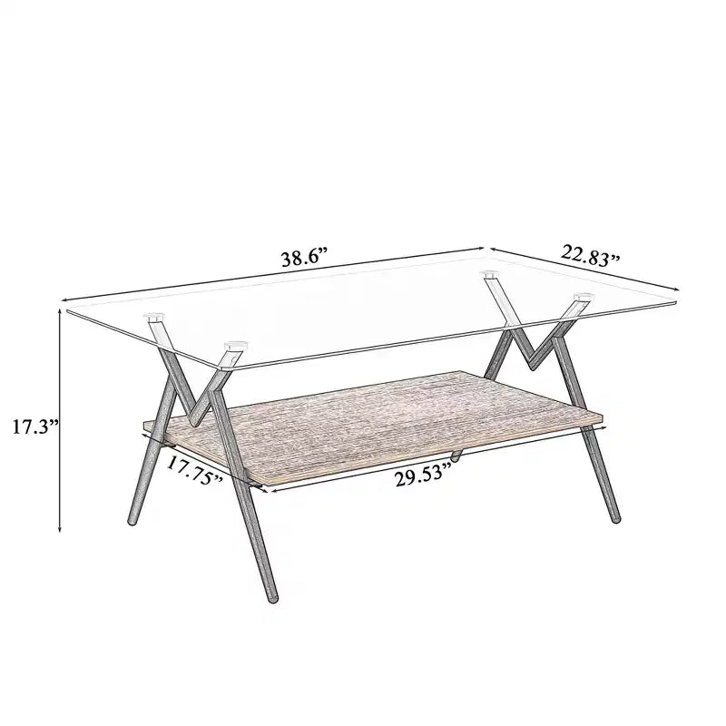 Tavolino da Caffè Moderno in Vetro, Piano Rettangolare Temperato, Gambe in Metallo Nero, Facile Montaggio, per Soggiorno, Ufficio o Ambienti Contemporanei