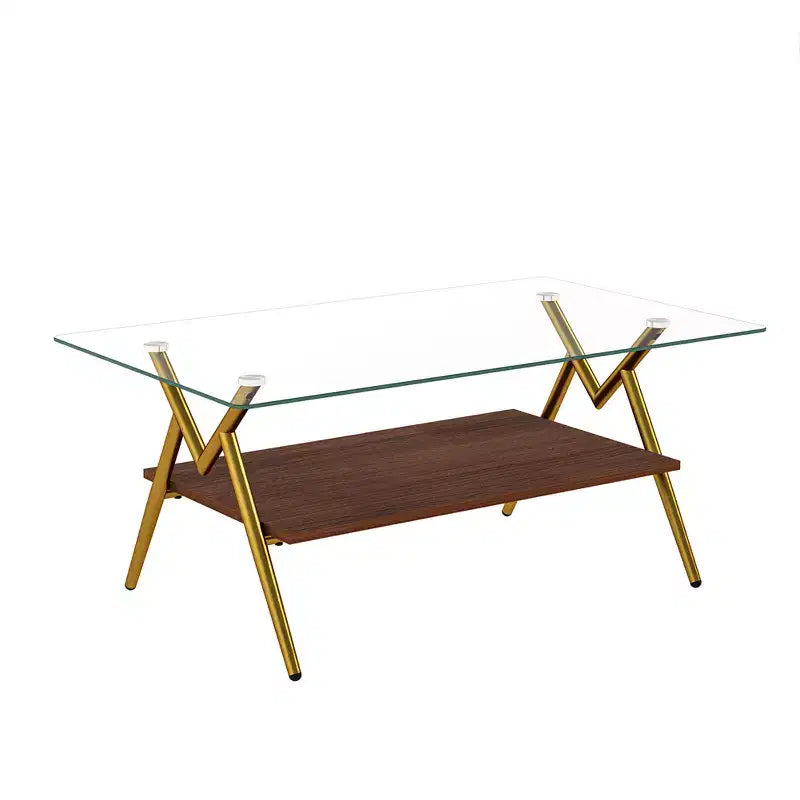 Tavolino da Caffè Moderno in Vetro, Piano Rettangolare Temperato, Gambe in Metallo Nero, Facile Montaggio, per Soggiorno, Ufficio o Ambienti Contemporanei