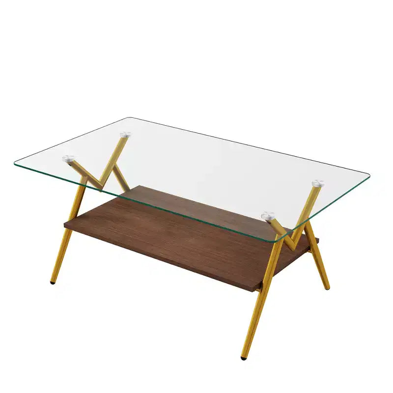Tavolino da Caffè Moderno in Vetro, Piano Rettangolare Temperato, Gambe in Metallo Nero, Facile Montaggio, per Soggiorno, Ufficio o Ambienti Contemporanei