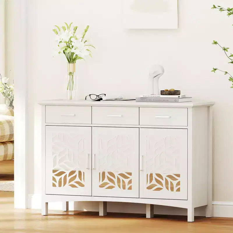 Bestier Modern Sideboard Buffet Cabinet with Adjustable Shelves, Accent Pantry Storage Cabinet with 3 Drawers & 3 Doors