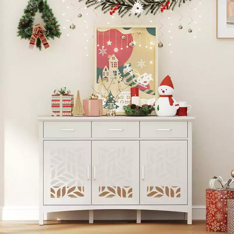 Bestier Credenza da buffet moderna con ripiani regolabili, Mobile contenitore da dispensa con 3 cassetti e 3 ante