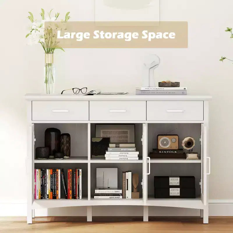 Bestier Credenza da buffet moderna con ripiani regolabili, Mobile contenitore da dispensa con 3 cassetti e 3 ante