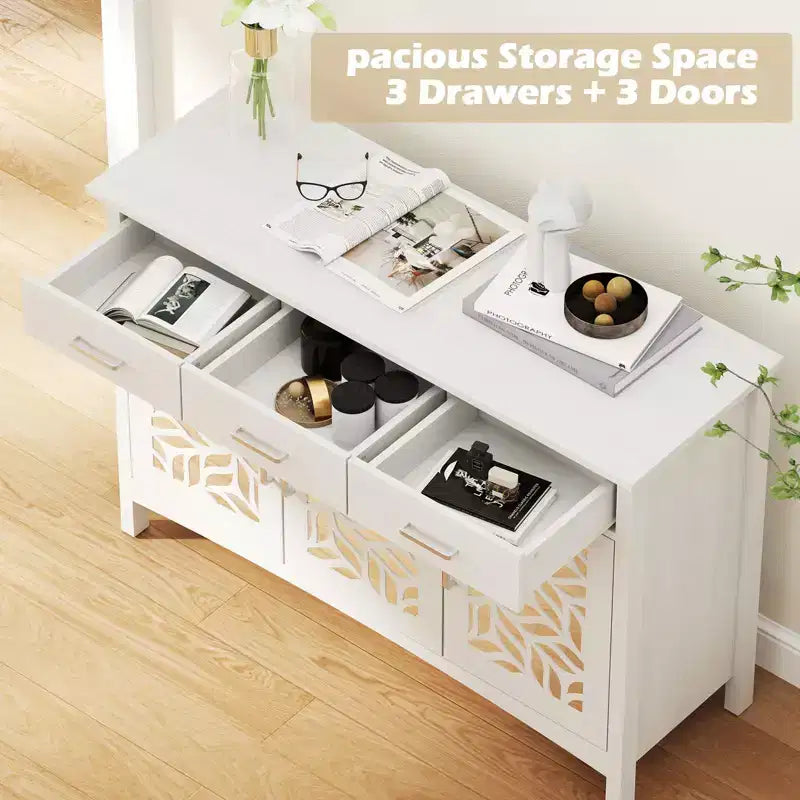 Bestier Credenza da buffet moderna con ripiani regolabili, Mobile contenitore da dispensa con 3 cassetti e 3 ante