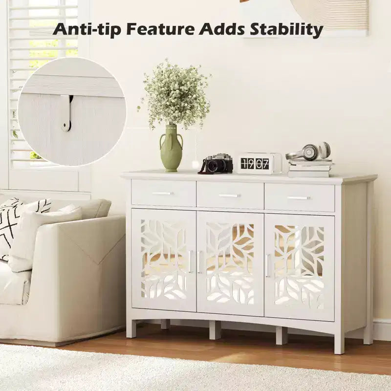 Bestier Credenza da buffet moderna con ripiani regolabili, Mobile contenitore da dispensa con 3 cassetti e 3 ante