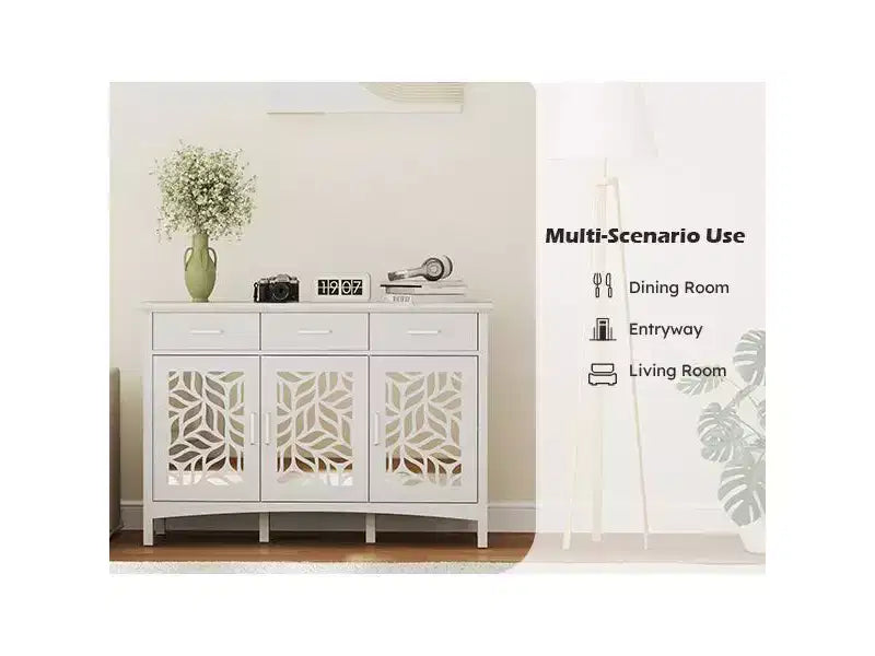 Bestier Credenza da buffet moderna con ripiani regolabili, Mobile contenitore da dispensa con 3 cassetti e 3 ante