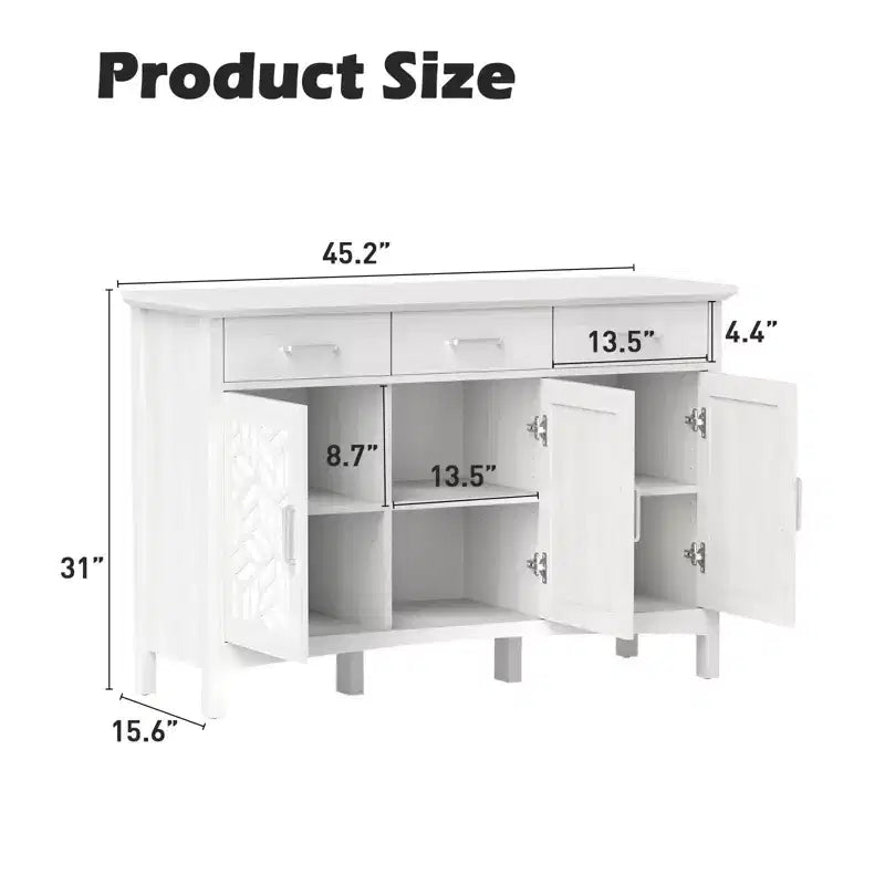 Bestier Credenza da buffet moderna con ripiani regolabili, Mobile contenitore da dispensa con 3 cassetti e 3 ante