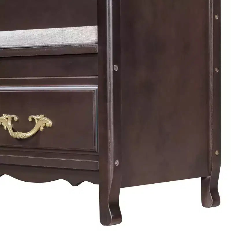 Panca scarpiera Clihome con cuscino rimovibile, panca da ingresso con vano contenitore nascosto per ingresso e soggiorno, panca scarpiera con schienale