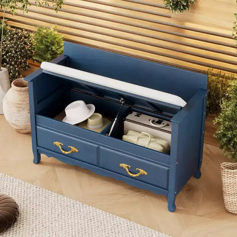 Panca scarpiera Clihome con cuscino rimovibile, panca da ingresso con vano contenitore nascosto per ingresso e soggiorno, panca scarpiera con schienale