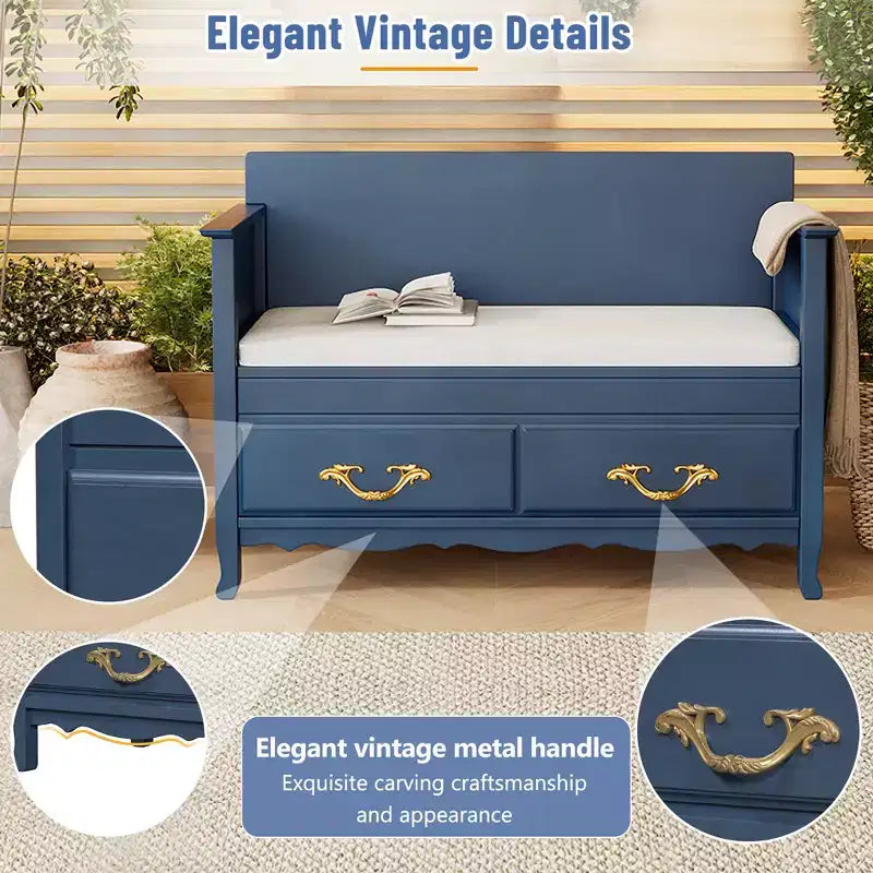 Panca scarpiera Clihome con cuscino rimovibile, panca da ingresso con vano contenitore nascosto per ingresso e soggiorno, panca scarpiera con schienale