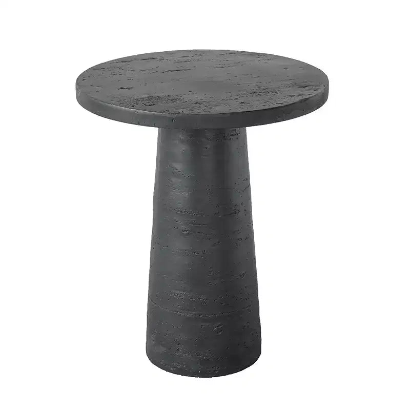 Tavolino Rotondo Nero con Base a Piedistallo 22x22x25,5
